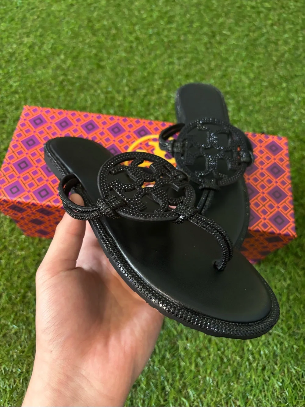 Tory Burch Sandals Black with gems Size 6-6.5